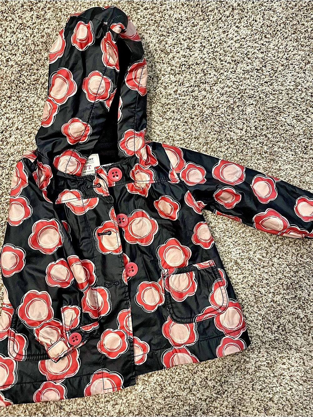 Old Navy Floral Fleece Lined Rain Jacket Girls 2T